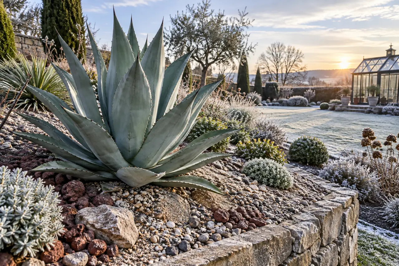 Un agave extérieur reste dehors si le drainage passe avant le gel