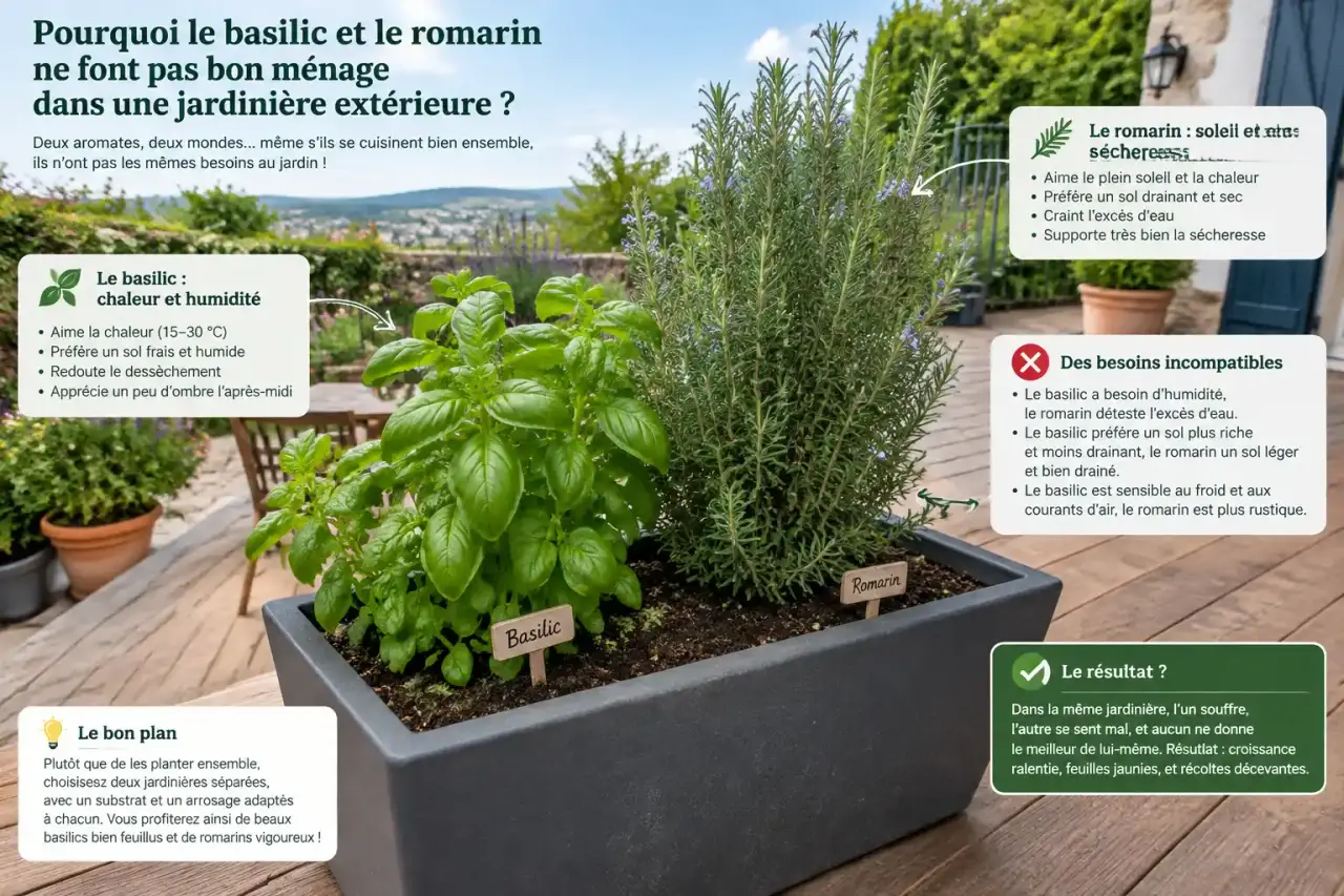 Pourquoi le basilic et le romarin ne font pas bon ménage dans une jardinière extérieure