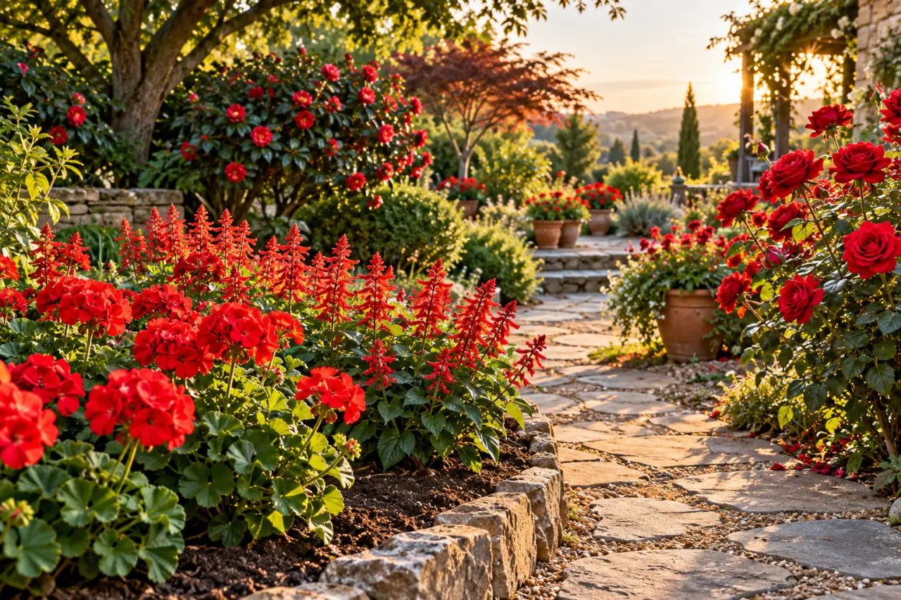 Plante à fleurs rouges d’extérieur : choisissez-la selon le soleil, le sol et l’espace
